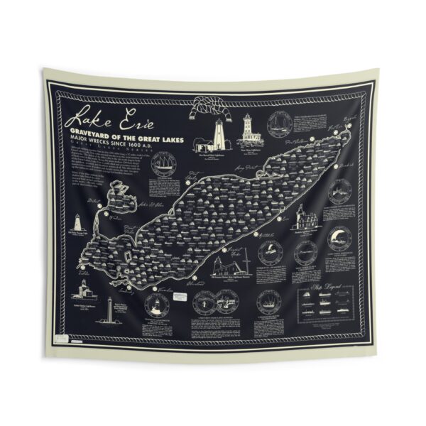 Lake Erie “Graveyard of the Great Lakes” Map Tapestry