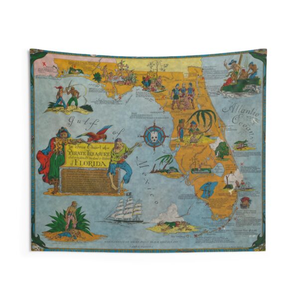 Florida Pirate Map Tapestry