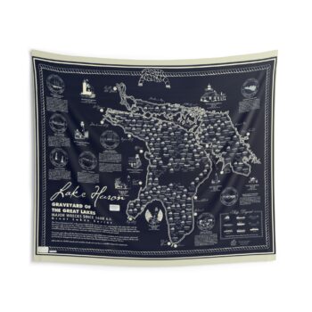 Lake Huron Shipwreck Map Tapestry