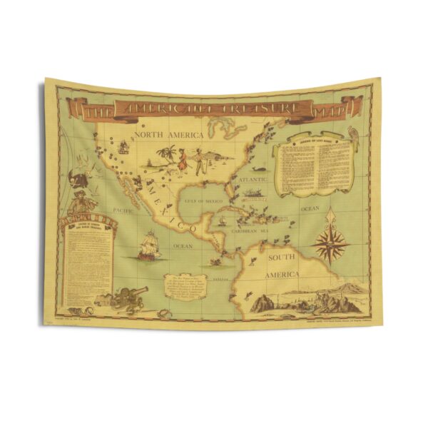 North & South America Treasure Map Tapestry