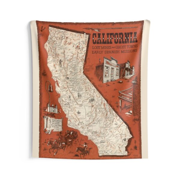 California Lost Mines & Buried Treasure Map Tapestry