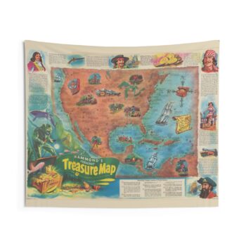 Caribbean & Gulf of Mexico Pirate Treasure Map Tapestry