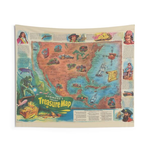 Caribbean & Gulf of Mexico Pirate Treasure Map Tapestry