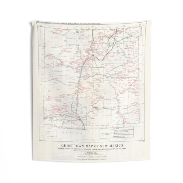 Ghost Town Map of New Mexico Tapestry