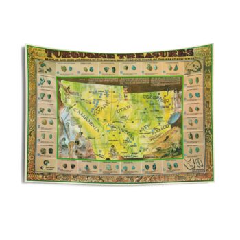 'Turquoise Treasures' USA Map Tapestry