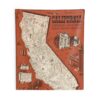 California Vintage Map Wall Tapestry — Retro State Map & Landmarks Decor