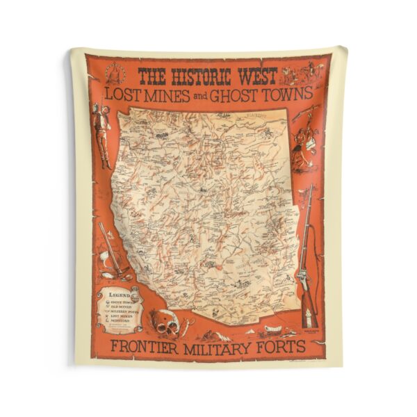Historic West Lost Mines & Ghost Towns Map Tapestry