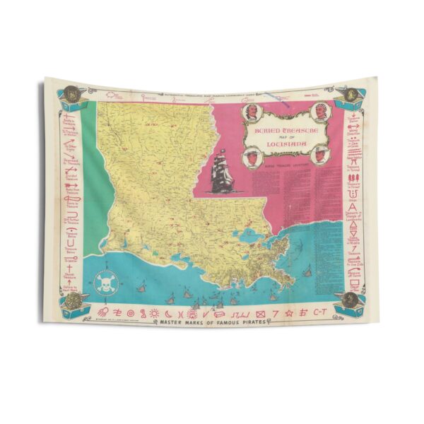 Louisiana Buried Treasure Map Tapestry