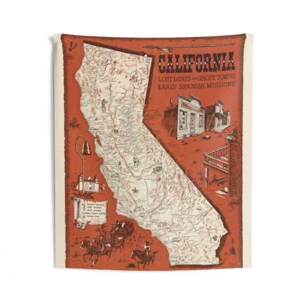 California Lost Mines & Buried Treasure Map Tapestry