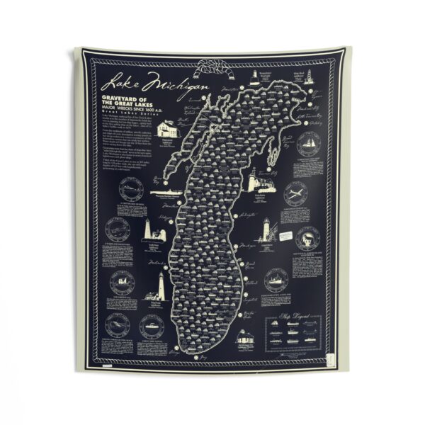 Lake Michigan Shipwrecks Map Tapestry