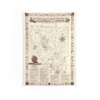California & Nevada Lost Mines, Sunken & Buried Treasure Tapestry