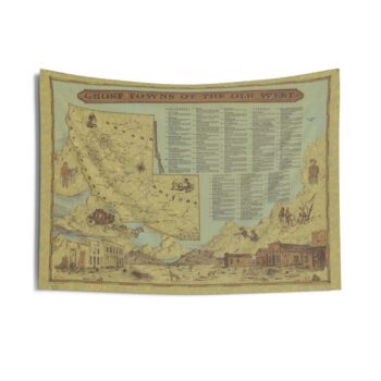 Old West California Ghost Towns Map Tapestry