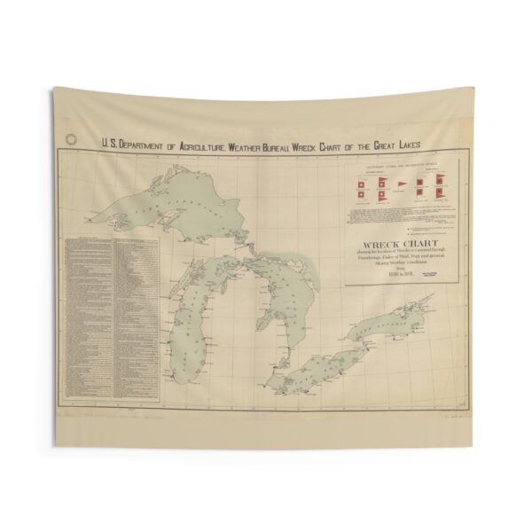 Great Lakes Wrecks Chart Tapestry
